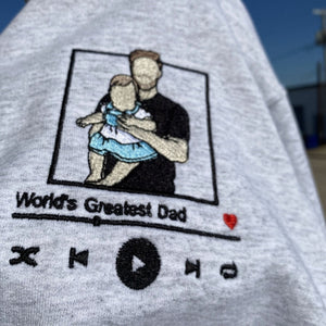 Personalized Dad T-Shirt, Father's Day Gift with Embroidered Photo Portrait