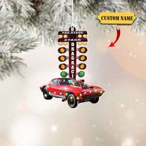 Personalized Drag Racing Light Ornament - Upload Car Image, Drag Racing Christmas Decor