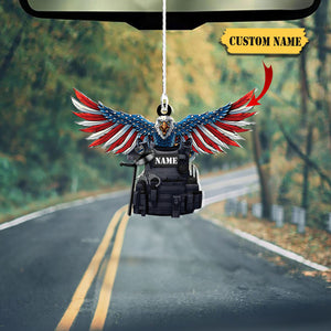 Personalized Eagle Thin Blue Line Flag Bulletproof Police Shaped Flat Acrylic Ornament