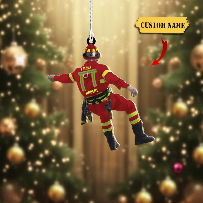 Personalized Firefighter Christmas Two Sided Ornament, Christmas gift for firefighter