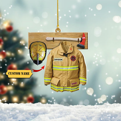 Personalized Firefighter Christmas Uniform Set Ornaments, Christmas Gift for Firefighter