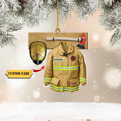 Personalized Firefighter Christmas Uniform Set Ornaments, Christmas Gift for Firefighter