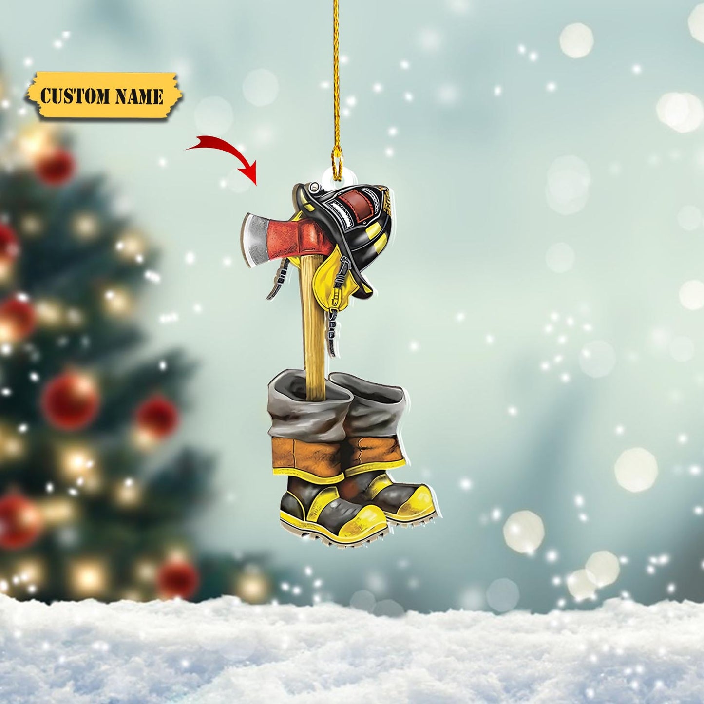 Personalized Firefighter Christmas Uniform Set Ornaments, Christmas Gift for Firefighter, Ornament For Gift