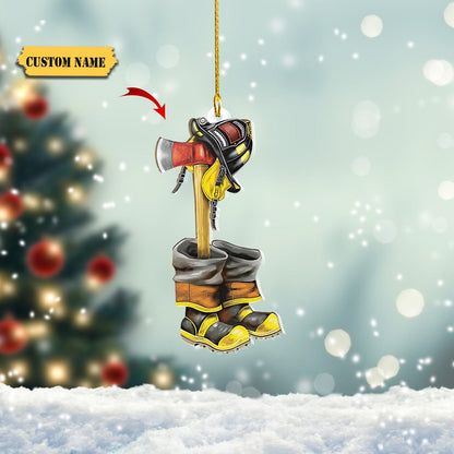 Personalized Firefighter Christmas Uniform Set Ornaments, Christmas Gift for Firefighter, Ornament For Gift