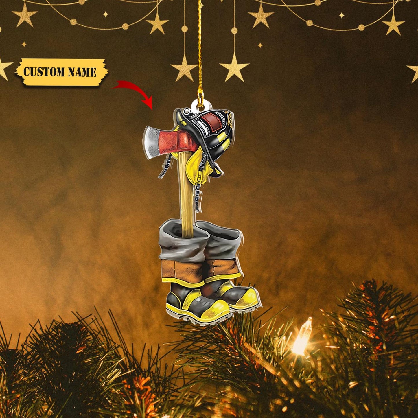 Personalized Firefighter Christmas Uniform Set Ornaments, Christmas Gift for Firefighter, Ornament For Gift