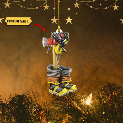 Personalized Firefighter Christmas Uniform Set Ornaments, Christmas Gift for Firefighter, Ornament For Gift