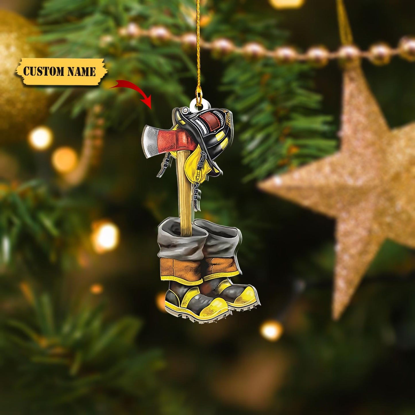 Personalized Firefighter Christmas Uniform Set Ornaments, Christmas Gift for Firefighter, Ornament For Gift