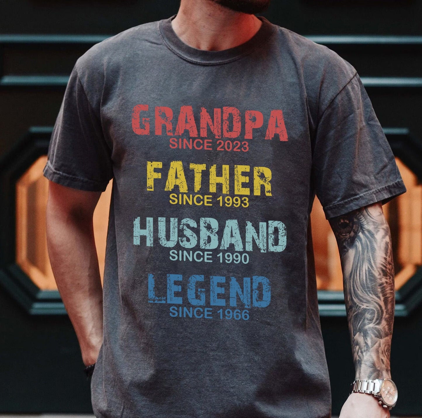 Personalized Grandpa T-shirt, Father's Day Dad Tee, Grandpa Father Husband Legend, Grandfather Custom Dates, Dad Birthday Gift Shirt, 60th