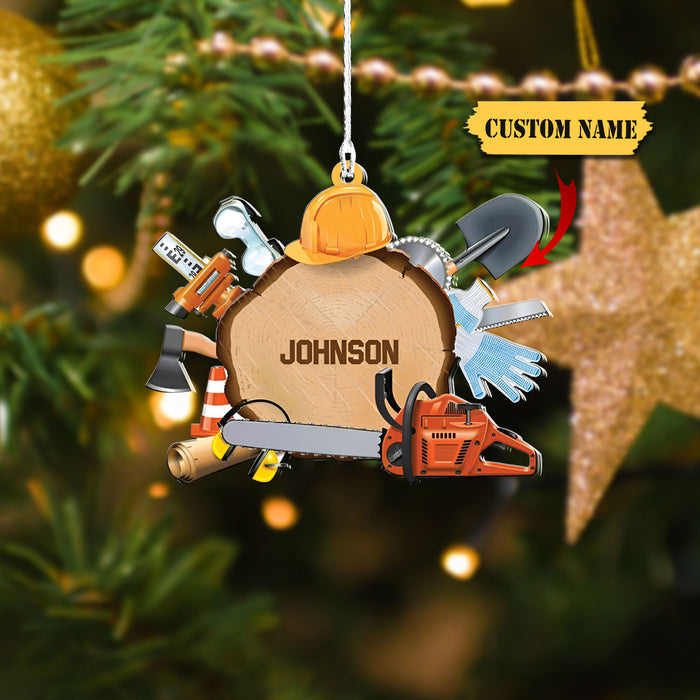 Personalized Logger Custom Shaped Acrylic Ornament Christmas for Loggers, Ornament For Dad