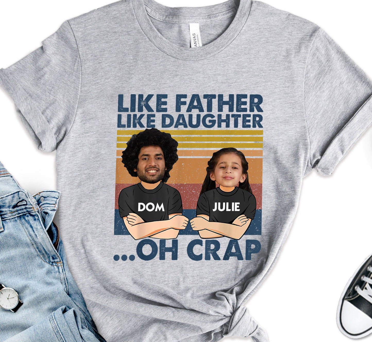 Personalized Photo Father Gift Tee Shirt, Like Father Like Daughter Oh Crap T-shirt, Cool Dad Lover Shirt, Gift From Daughter Gift Shirt