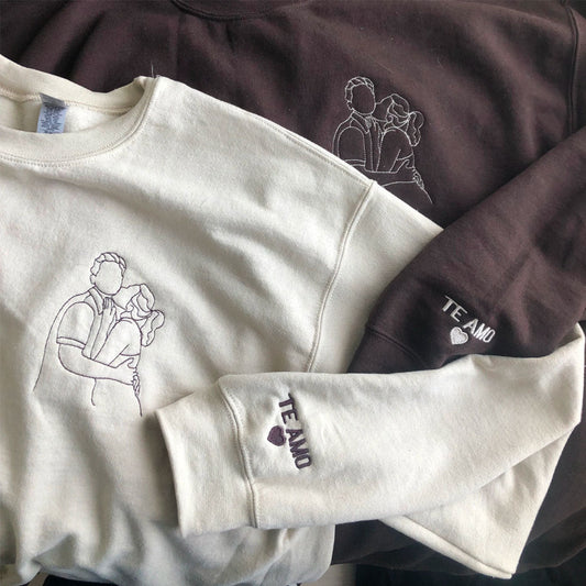 Personalized Anniversary Gifts for Couples, Custom Embroidered Sweatshirt  Hoodie Matching Wedding 1 - 50 Year
