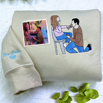 Personalized Anniversary Gifts for Couples, Custom Embroidered Sweatshirt  Hoodie Matching Wedding 1 - 50 Year