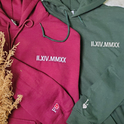 Personalized Anniversary Gifts for Him Her, Custom Embroidered Anniversary Year Hoodie Sweatshirt