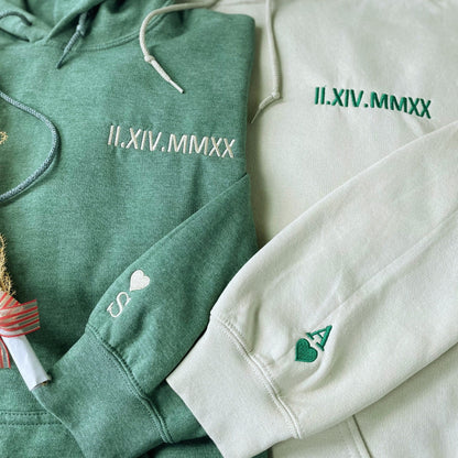 Personalized Anniversary Gifts for Him Her, Custom Embroidered Anniversary Year Hoodie Sweatshirt