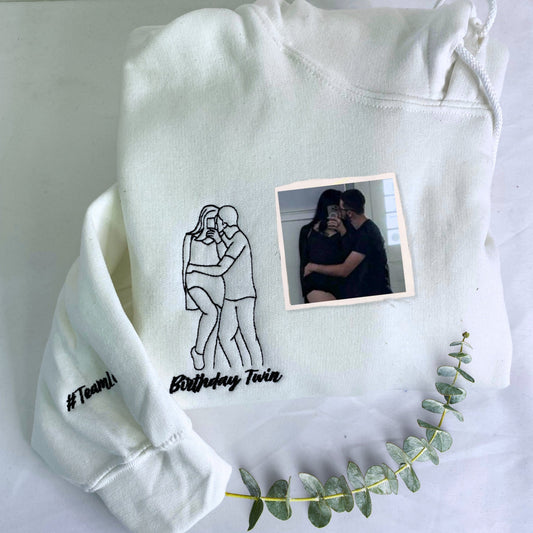 Personalized Christmas Gift For Family with Embroidered Family Portrait Photo Sweatshirt or Hoodie
