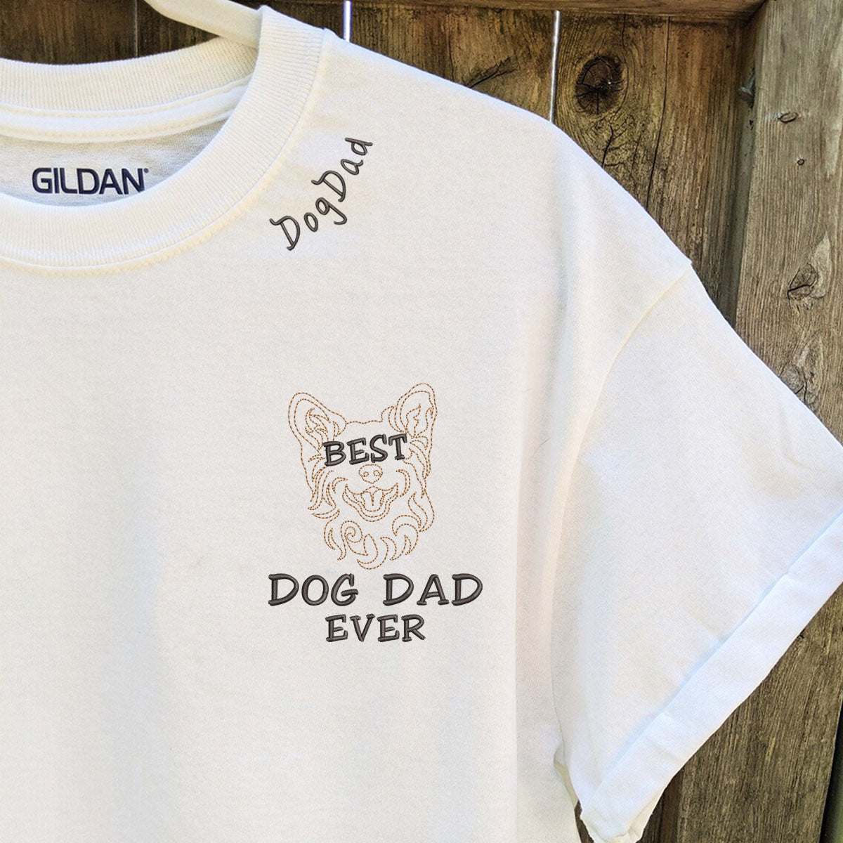 Personalized Best Corgi Dog Dad Ever Shirt Embroidered Collar, Custom Shirt with Dog Name, Best Gifts For Corgi Lovers