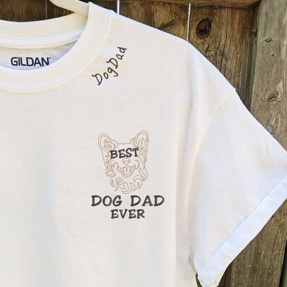 Personalized Best Corgi Dog Dad Ever Shirt Embroidered Collar, Custom Shirt with Dog Name, Best Gifts For Corgi Lovers