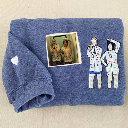 Personalized Best Friend Sweatshirt, Custom Embroidered Portrait Photo Sweatshirt, Hoodie