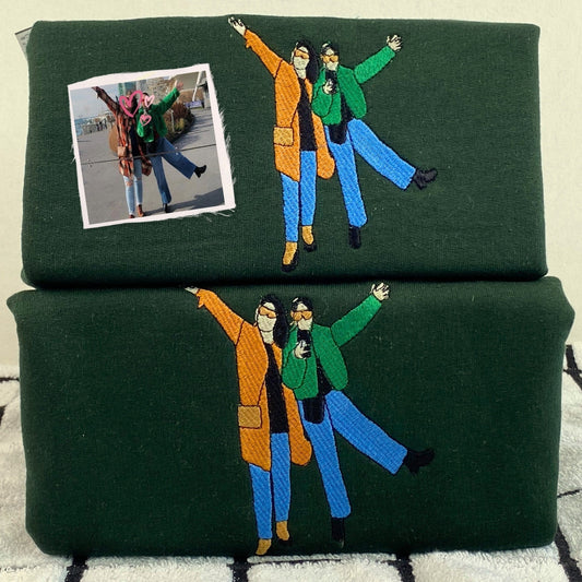 Personalized Best Friend Sweatshirt, Custom Embroidered Portrait Photo Sweatshirt, Hoodie