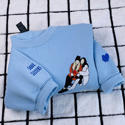 Personalized Best Friend Sweatshirt, Custom Embroidered Portrait Photo Sweatshirt, Hoodie