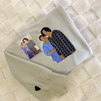 Personalized Best Friend Sweatshirt, Custom Embroidered Portrait Photo Sweatshirt, Hoodie