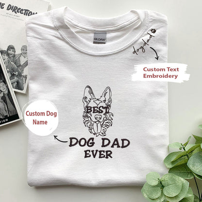 Personalized Best German Shepherd Dog Dad Ever Embroidered Colar Shirt, Custom Shirt with Dog Name, Gifts For German Shepherd Lovers