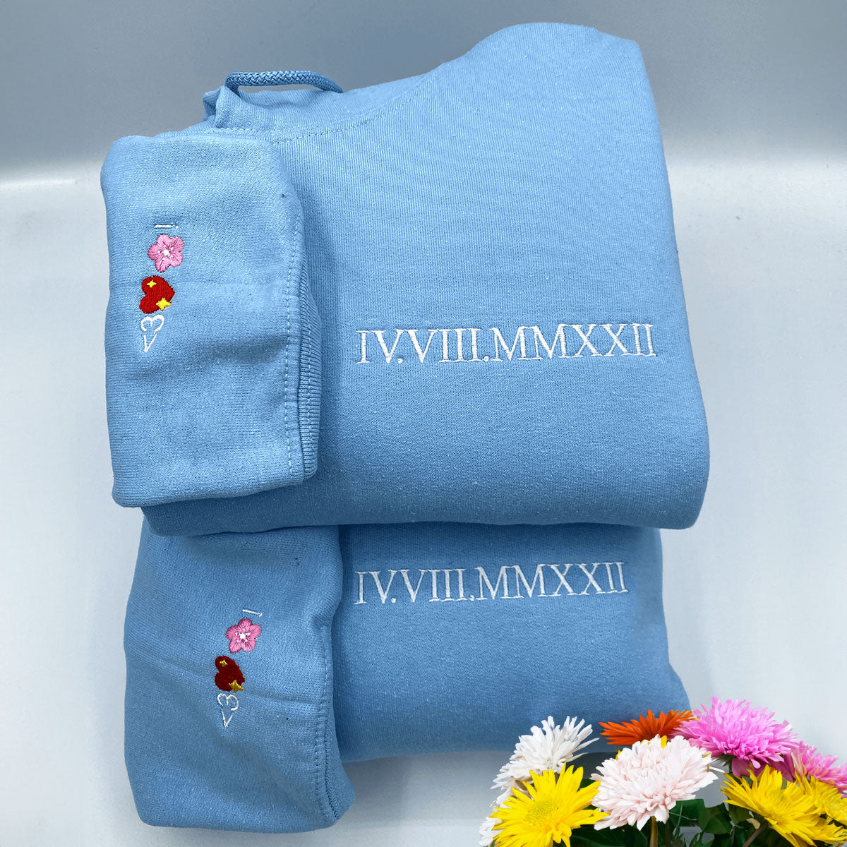 Personalized Date Hoodie Anniversary Year Embroidered Matching Wedding Anniversary Gifts