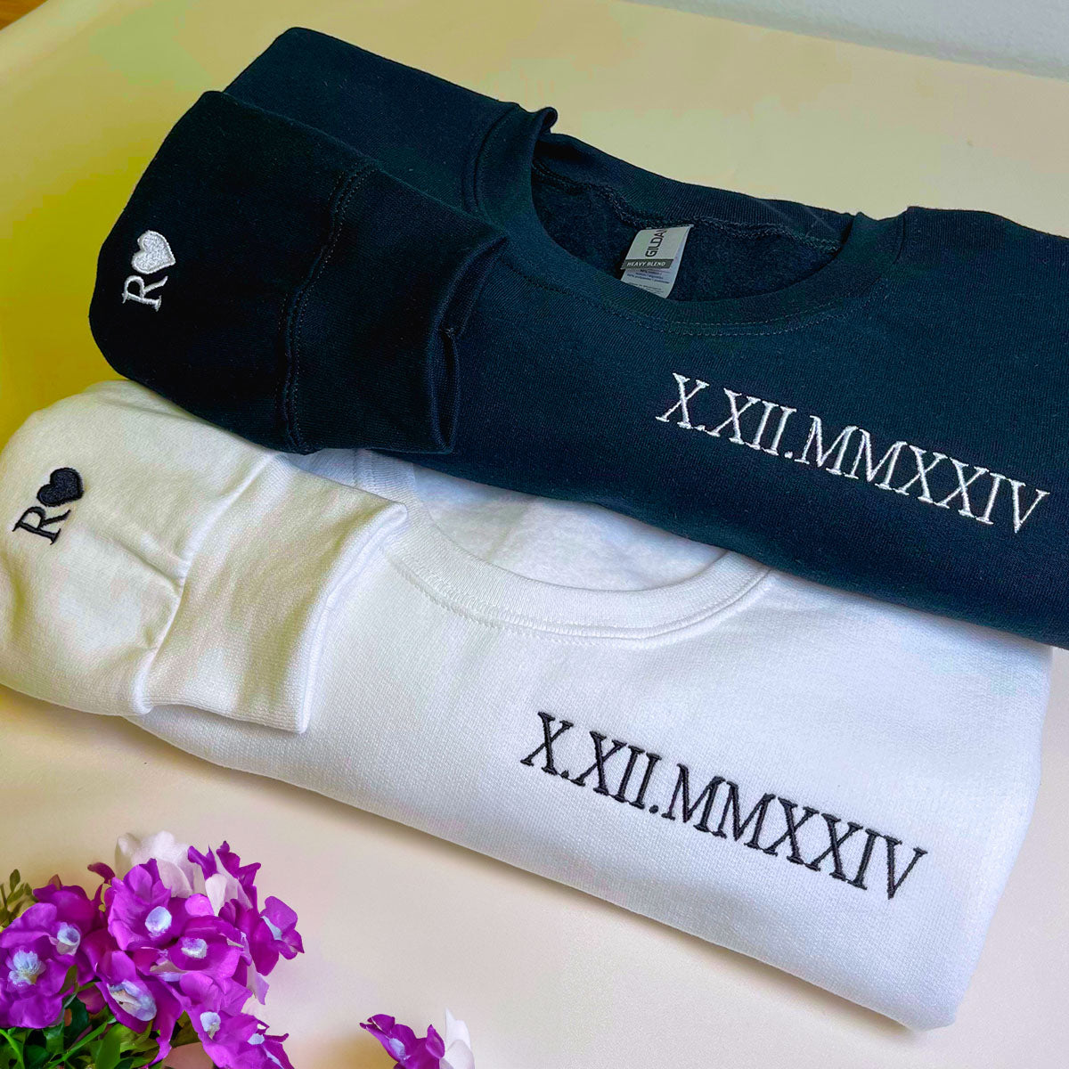 Personalized Date Hoodie Anniversary Year Embroidered Matching Wedding Anniversary Gifts