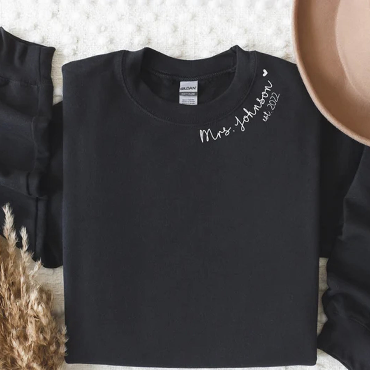 Personalized Engagement Gifts for Best Friends, Custom Embroidered Sweatshirt Roman Numeral Date on Sleeve
