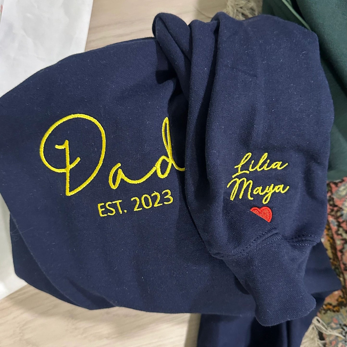 Personalized Fathers Day Hoodies or Sweatshirt with Embroidered Est 2023 2024 Any Year