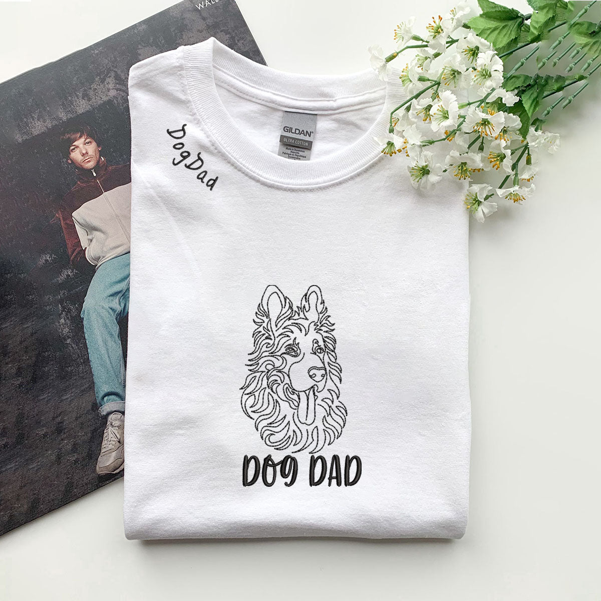 Personalized German Shepherd Dog Dad Embroidered Collar Shirt, Custom Shirt with Dog Name, Gifts For German Shepherd Lovers