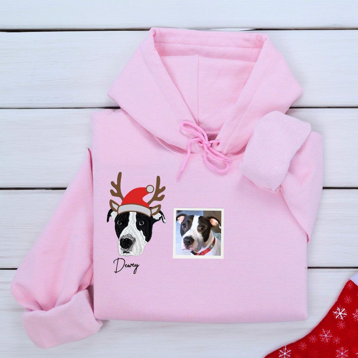 Personalized Horse Christmas Sweatshirt  Hoodie with Embroidered Photo, Unique Horse Lover Gift