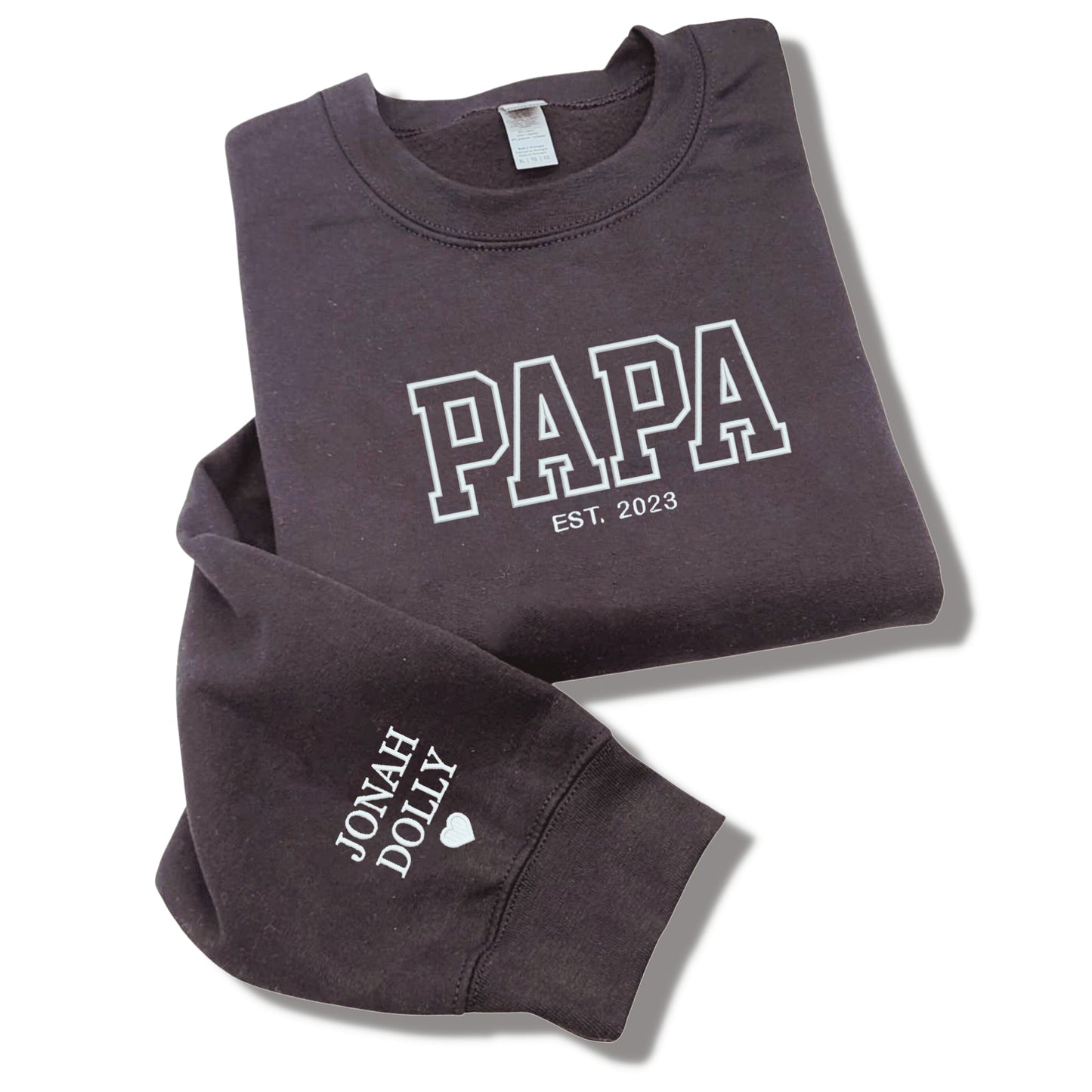 Personalized Papa Sweatshirts Hoodie with Name of Child, Dad EST 2024 Crewneck embroidered