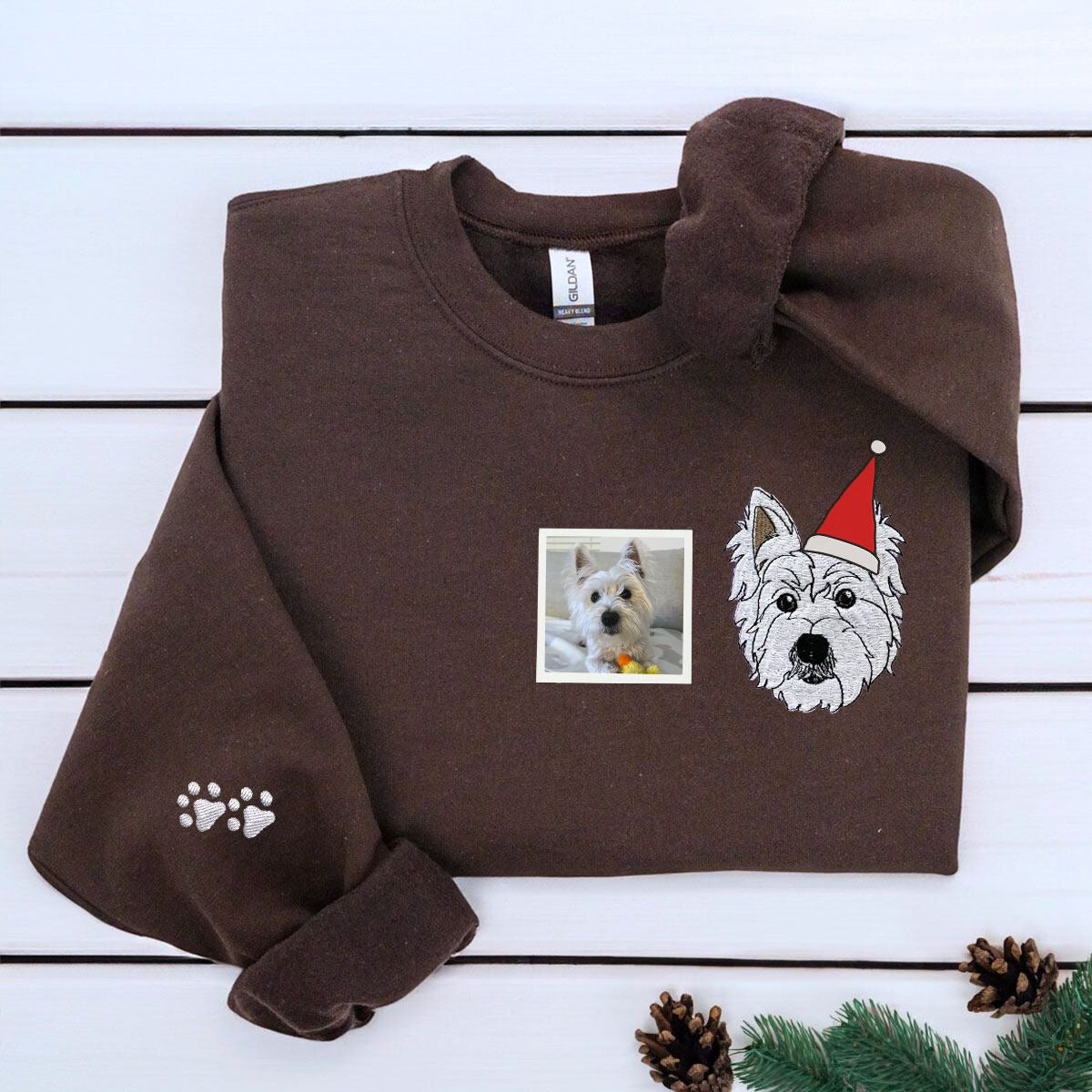 Personalized Pet Christmas Sweatshirt  Hoodie with Embroidered Photo,  Unique Pet Lover Gift