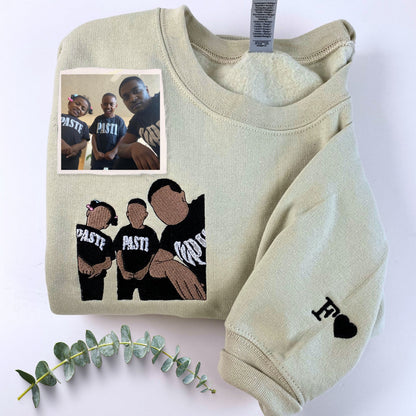 Personalized Photo Unique Gift for Dad Embroidered Crewneck Sweatshirt, Hoodie