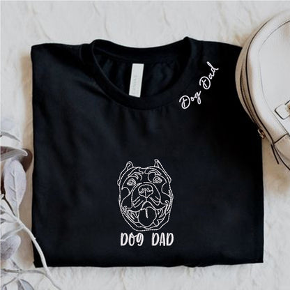 Personalized Pitbull Dog Dad Embroidered Collar Shirt, Custom Shirt with Dog Name, Best Gifts for Pitbull Lovers