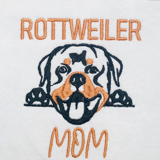 Personalized Rottweiler Dog Mom Shirt with Dog Name & Embroidered Collar, Unique Gifts For Rottweiler Lovers
