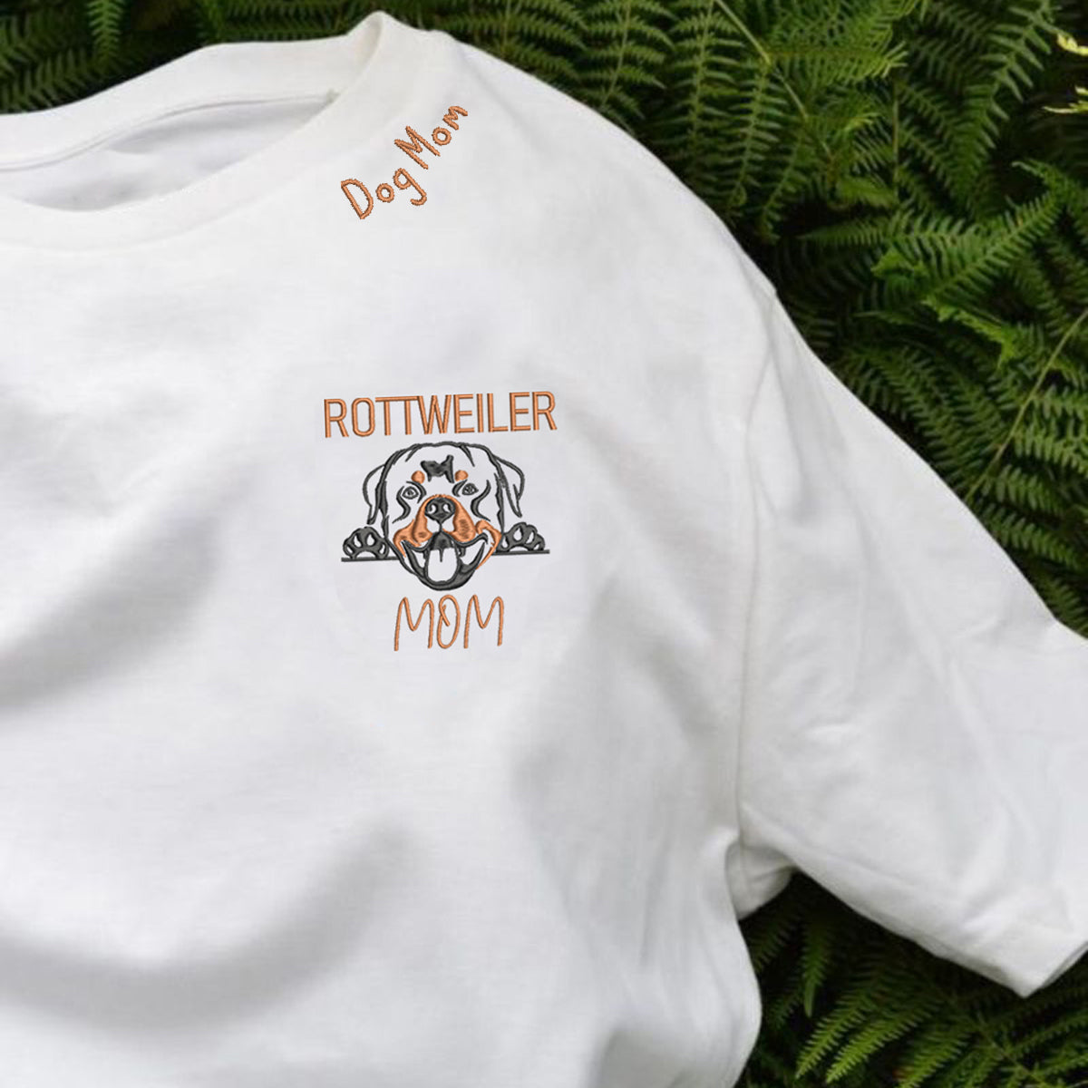 Personalized Rottweiler Dog Mom Shirt with Dog Name & Embroidered Collar, Unique Gifts For Rottweiler Lovers