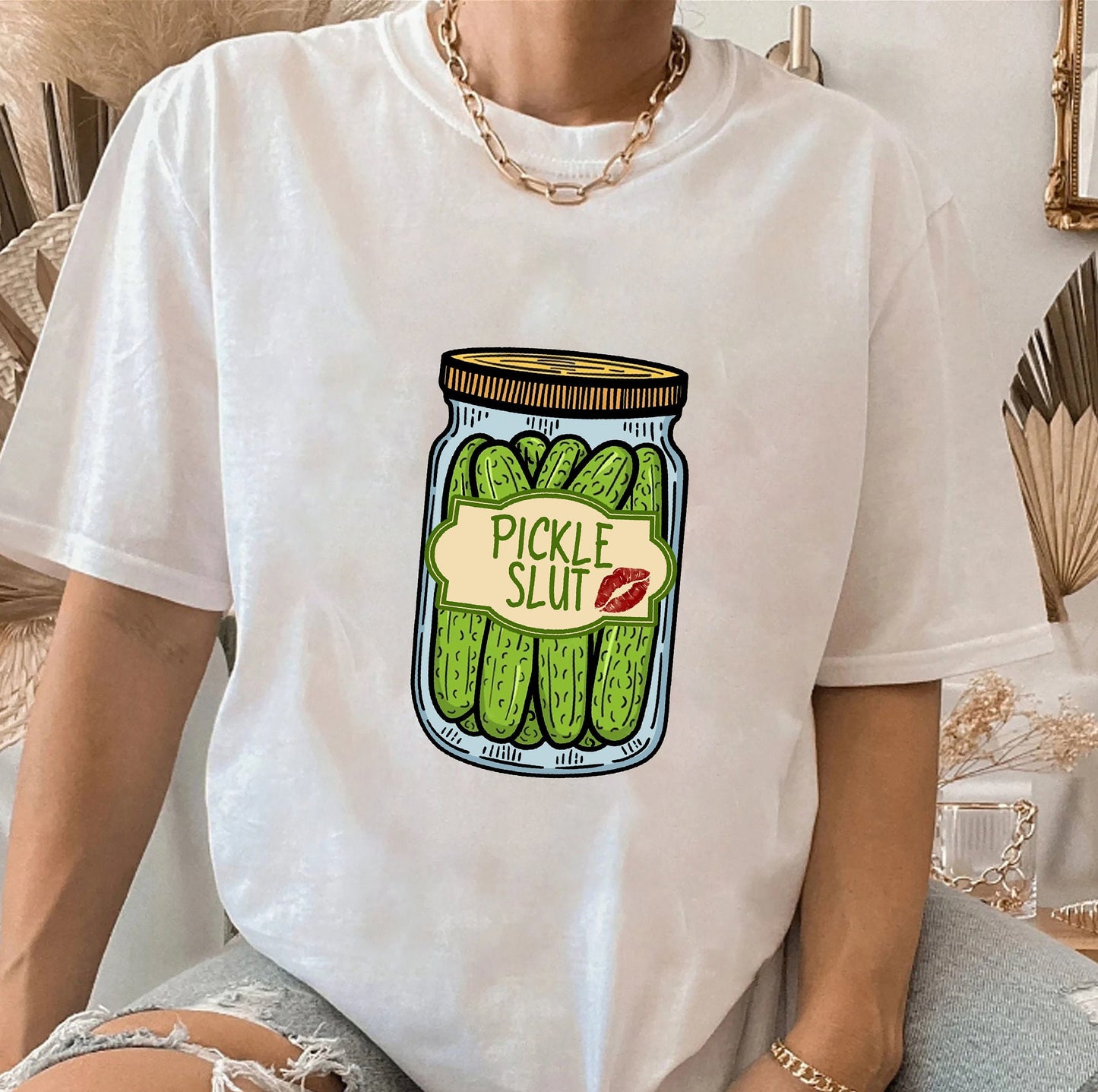 Pickle Slut Tee Shirt, Canned Pickles Shirt, Pickle Lovers, Pickle Art, Pickle Print, Great Gift Ideas Men Women