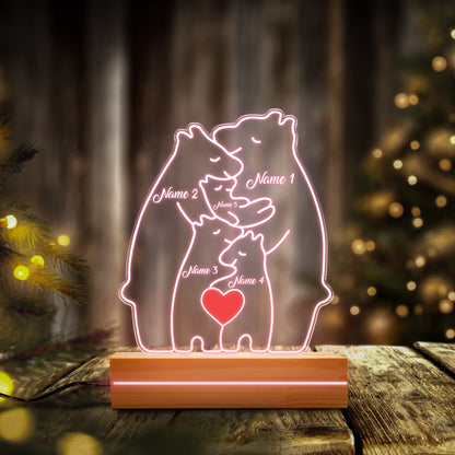 Custom Bear Family Night Light  Personalized Gift for Baby Night light girl boy bedroom bedside light