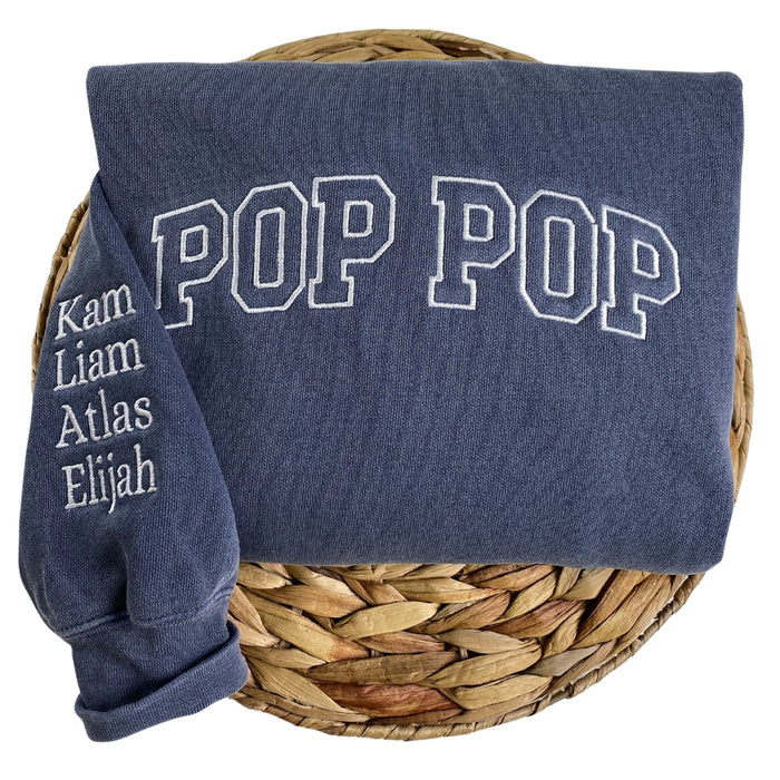 Pop Pop Sweatshirt  Hoodie, Custom Embroidered Grandpa Gifts for Birthday & Christmas