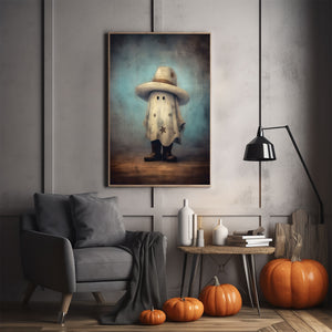 Cowboy Cute Ghost Print Poster, Halloween Cowboy Poster, Art Poster Print, Dark Academia, Cowboy Decor, Halloween Decor, Cute Ghost Poster, Cowboy Poster