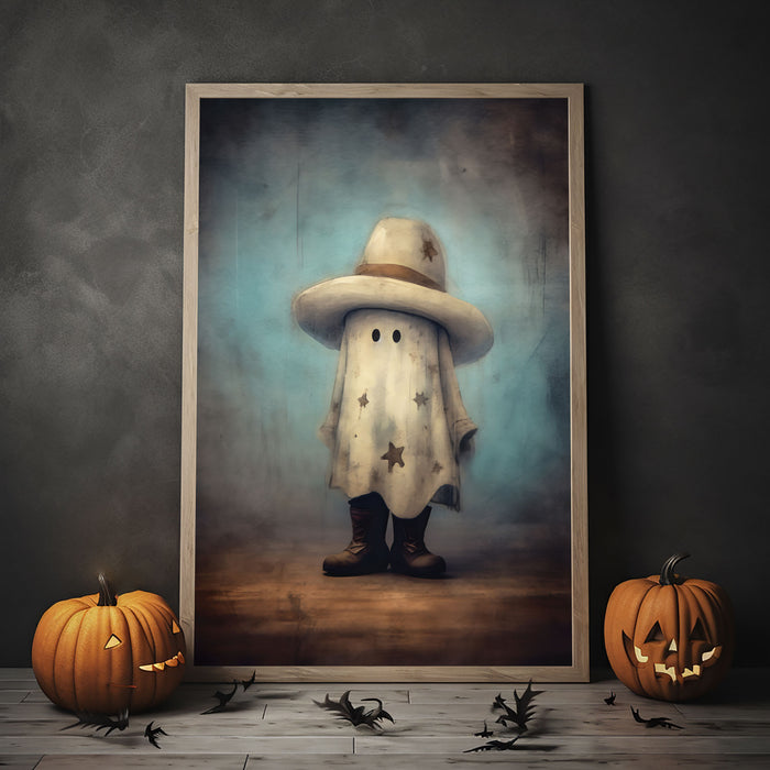 Cowboy Cute Ghost Print Poster, Halloween Cowboy Poster, Art Poster Print, Dark Academia, Cowboy Decor, Halloween Decor, Cute Ghost Poster, Cowboy Poster