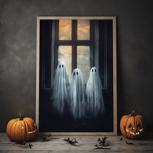 Ghost Family Print Poster, Vintage Poster, Art Poster Print, Dark Academia, Haunting Ghost, Halloween Decor, Print Wall Art