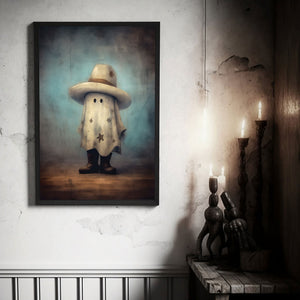 Cowboy Cute Ghost Print Poster, Halloween Cowboy Poster, Art Poster Print, Dark Academia, Cowboy Decor, Halloween Decor, Cute Ghost Poster, Cowboy Poster