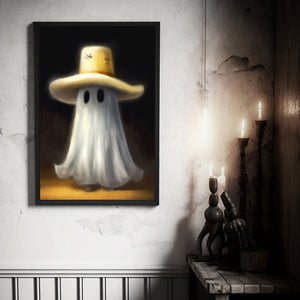 Cowboy Cute Ghost Print Poster, Halloween Poster, Art Poster Print, Dark Academia, Gothic Retro, Halloween Decor, Cute Ghost Poster