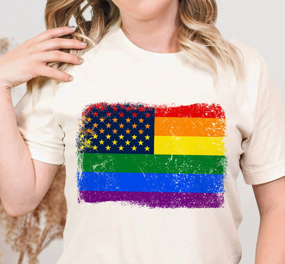 Pride T-Shirt, LGBT Shirt, American LGBT Flag Shirt, Trans Shirt, Bisexual Shirt, Lgbt Flag Shirt, LGBTQ Shirt, Lesbian Gift, Trans T-shirt
