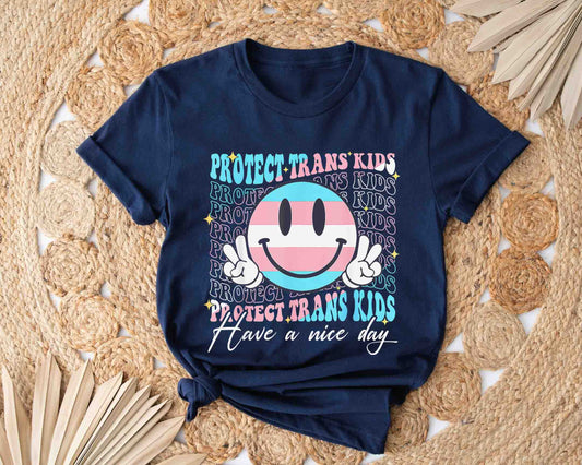 Protect Trans Kids Skeleton Heart Transgender Flag Equality T-Shirt