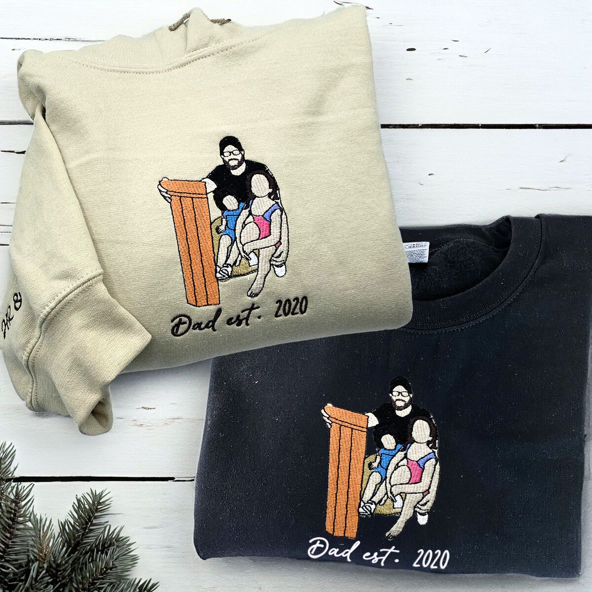 Proud Dad Twin Pack Custom Crewneck Embroidered Sweatshirt & Hoodie