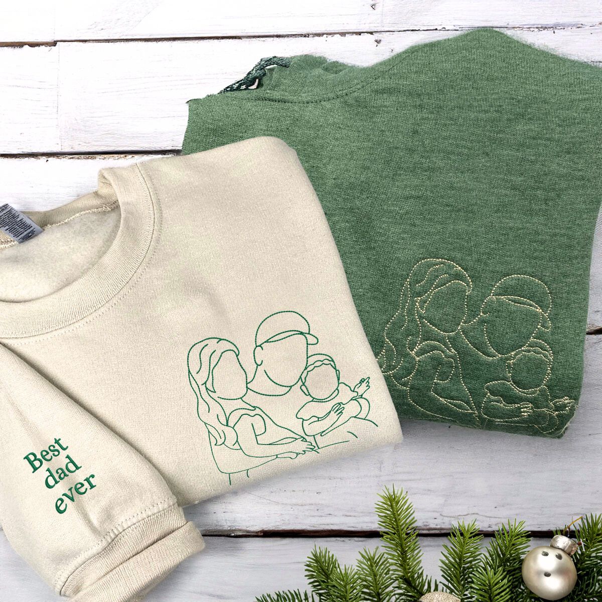 Proud Dad Twin Pack Custom Crewneck Embroidered Sweatshirt & Hoodie